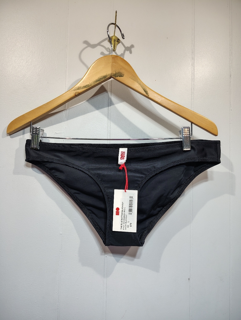 Solid & Striped The Elle Bikini Bottom Blackout NWT Size L High Cut Minimal Swim